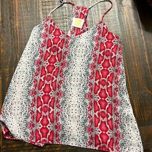 Snake print razor back blouse